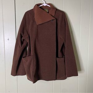Maralyce Ferree Brown Fleece Coat Jacket Lagenlook Pockets‎ Women’s Size Small
